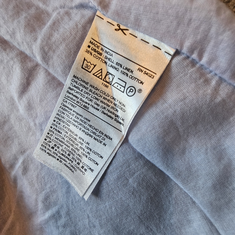 Ruffled chambray dress sz 00P linen blend has pockets - Picture 4 of 4